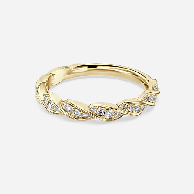 Aspen Twist Diamond Wedding Band In Yellow Gold