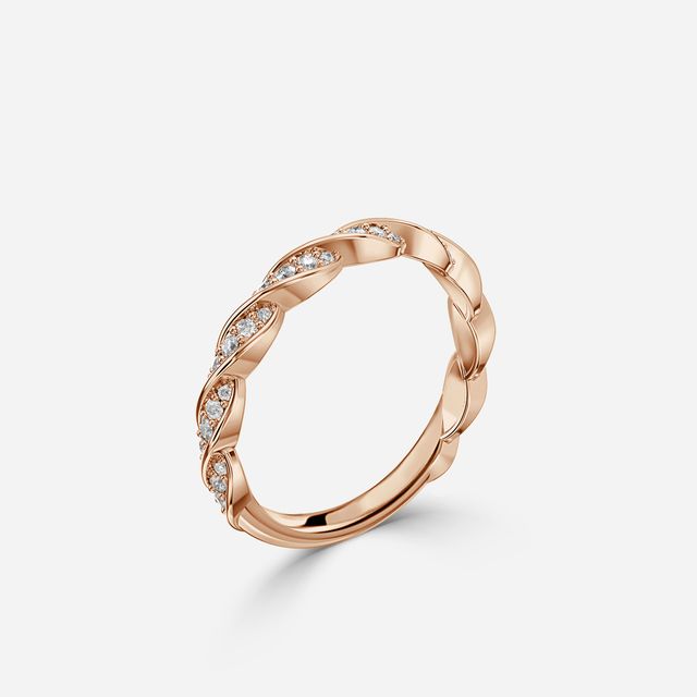 Aspen Twist Diamond Wedding Band In Rose Gold