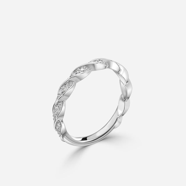 Aspen Twist Wedding Band In White Gold