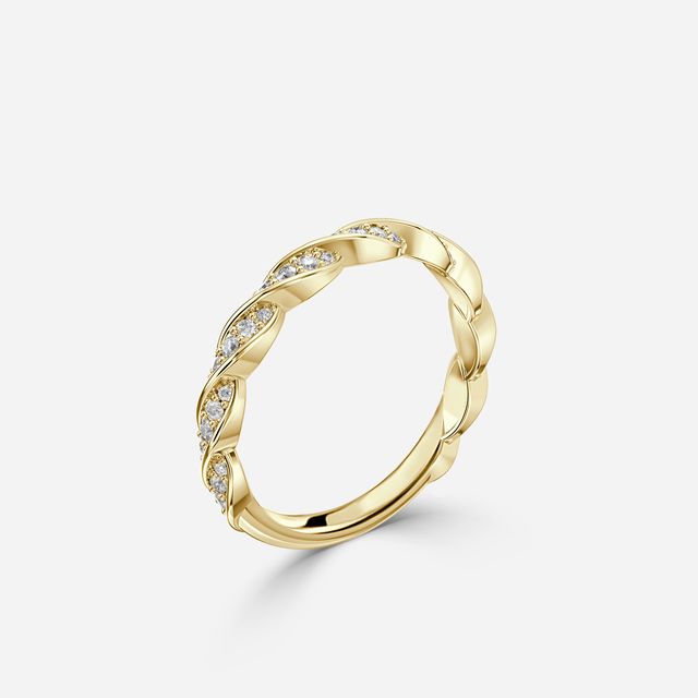 Aspen Twist Diamond Wedding Band In Yellow Gold