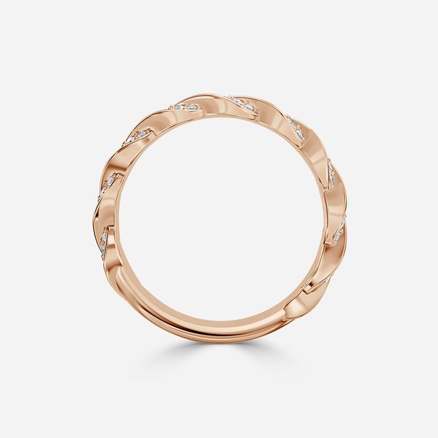 Aspen Twist Diamond Wedding Band In Rose Gold