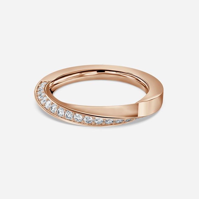 Charlize Grain Set Diamond Wedding Band In Rose Gold