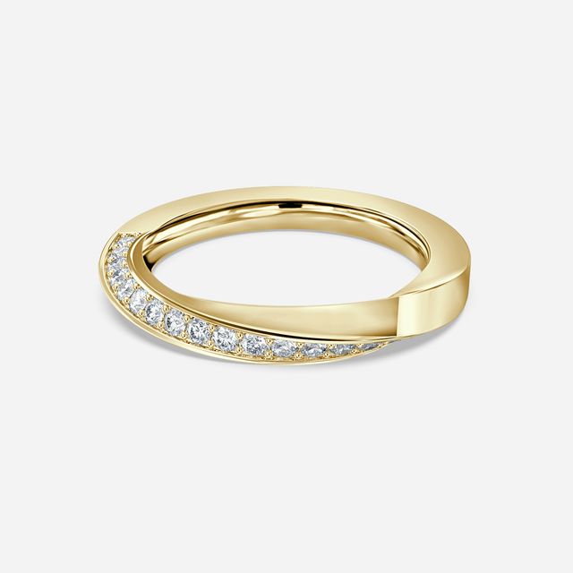 Charlize Grain Set Diamond Wedding Band In Yellow Gold