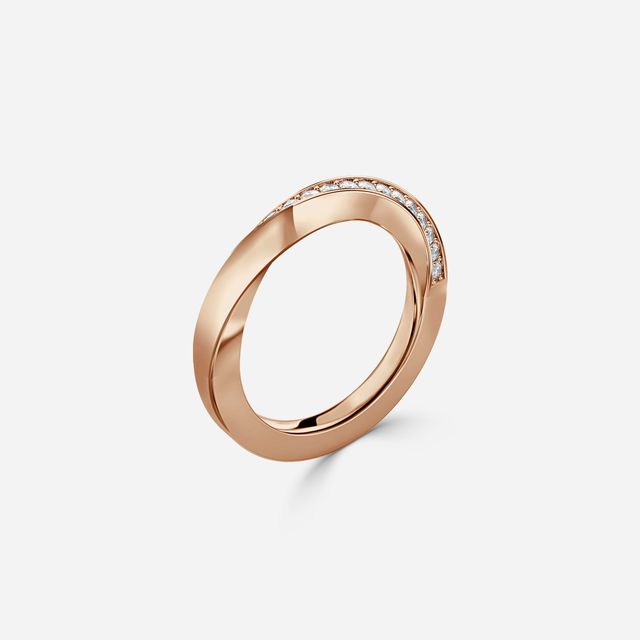 Charlize Grain Set Diamond Wedding Band In Rose Gold