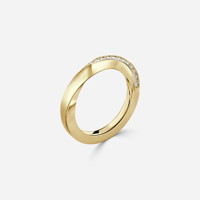 Charlize Grain Set Diamond Wedding Band In Yellow Gold