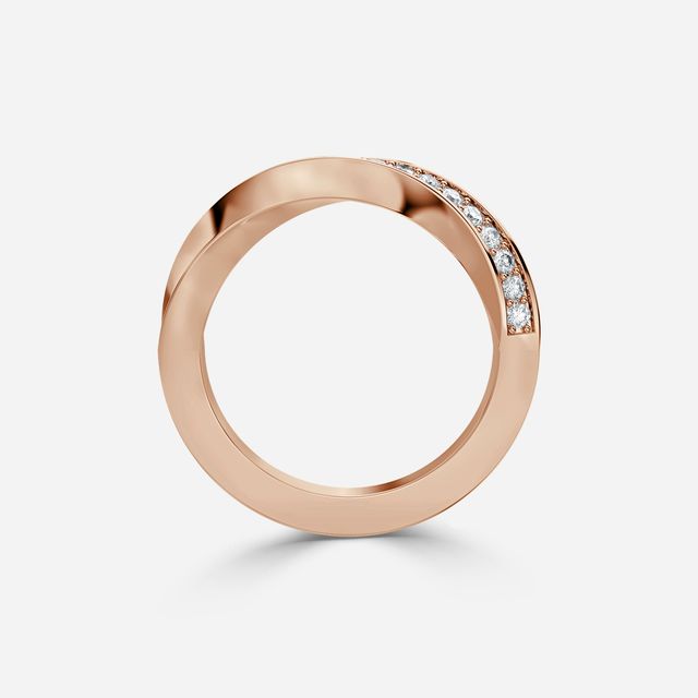 Charlize Grain Set Diamond Wedding Band In Rose Gold