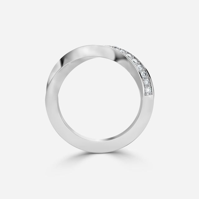 Charlize Grain Set Diamond Wedding Band In Platinum