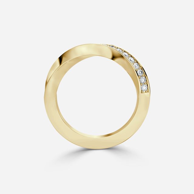 Charlize Grain Set Diamond Wedding Band In Yellow Gold