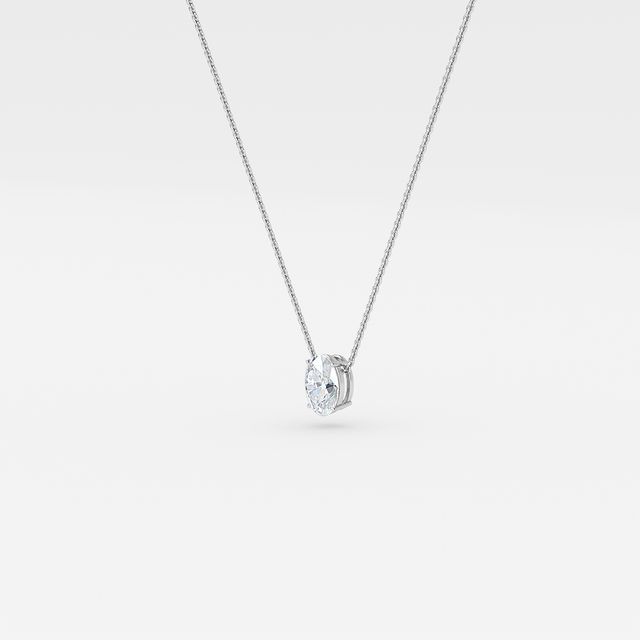 Solitaire Oval Diamond Pendant In White Gold
