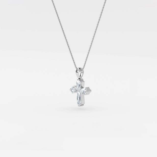 Diamond Cross Pendant In White Gold