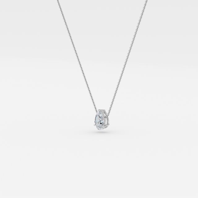 Solitaire Pear Diamond Pendant In White Gold