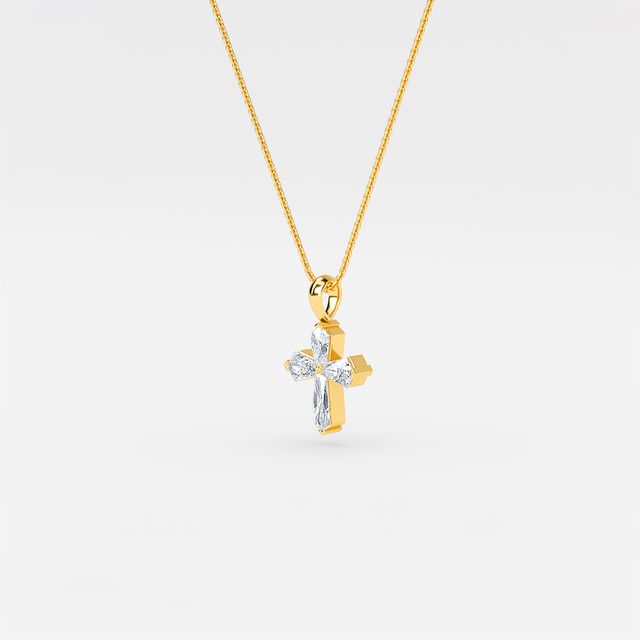 Diamond Cross Pendant In Yellow Gold