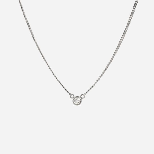 Round Bezel Set Diamond Pendant In White Gold