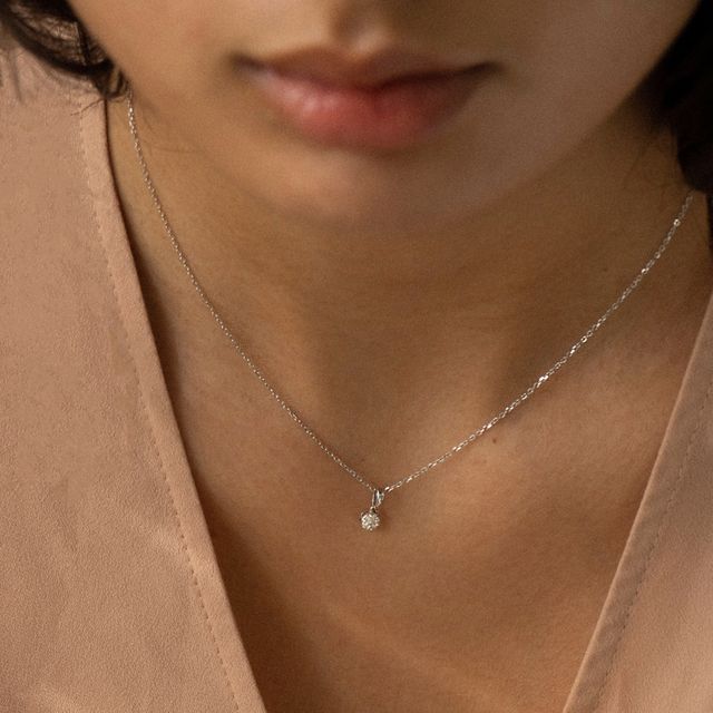 Cluster Halo Diamond Pendant In White Gold