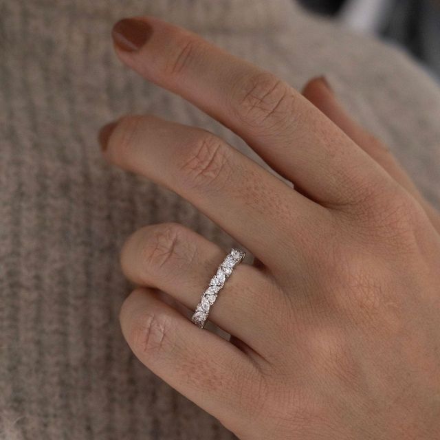 Round And Marquise Diamond Eternity Wedding Ring in Platinum  - Taylor