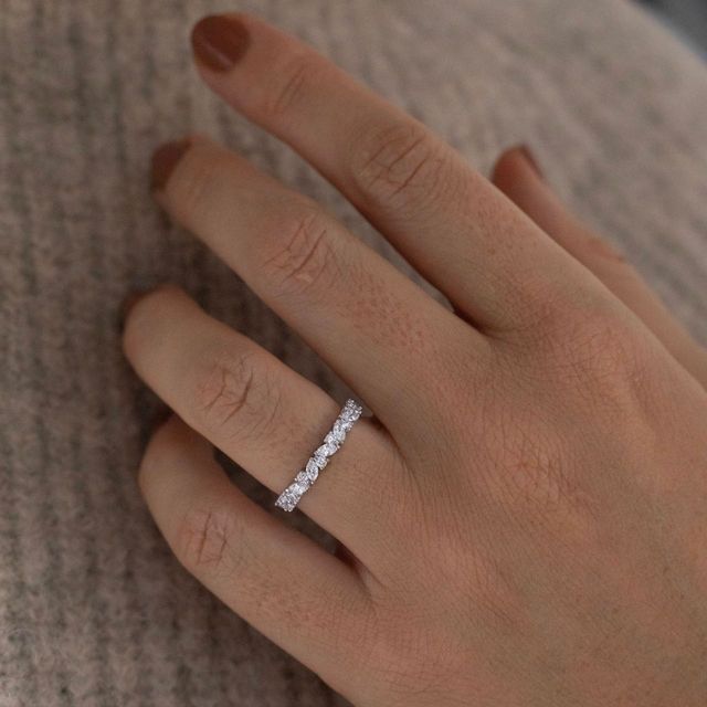 Taylor Round And Marquise White Gold Wedding Ring
