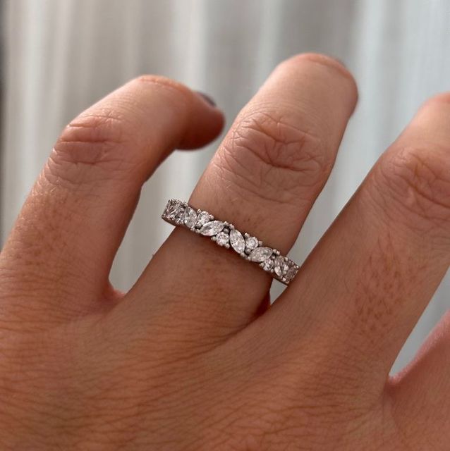 Round And Marquise Diamond Eternity Wedding Ring in Platinum  - Taylor