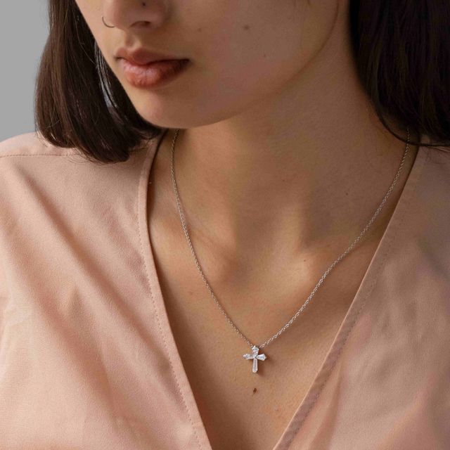 White Gold Cross Diamond Pendant