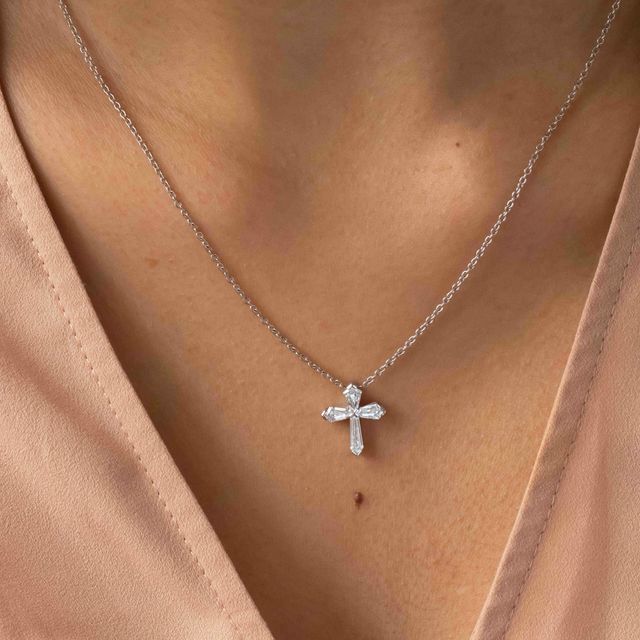 White Gold Cross Diamond Pendant