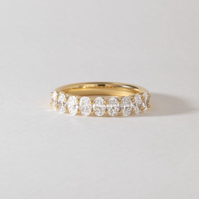 Oval Diamond Half Eternity Ring In Yellow Gold