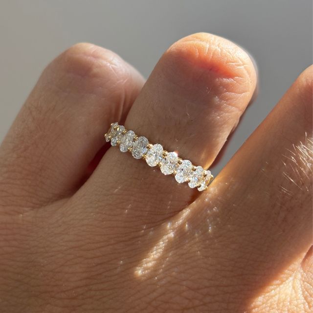 Oval Diamond Half Eternity Ring In Yellow Gold