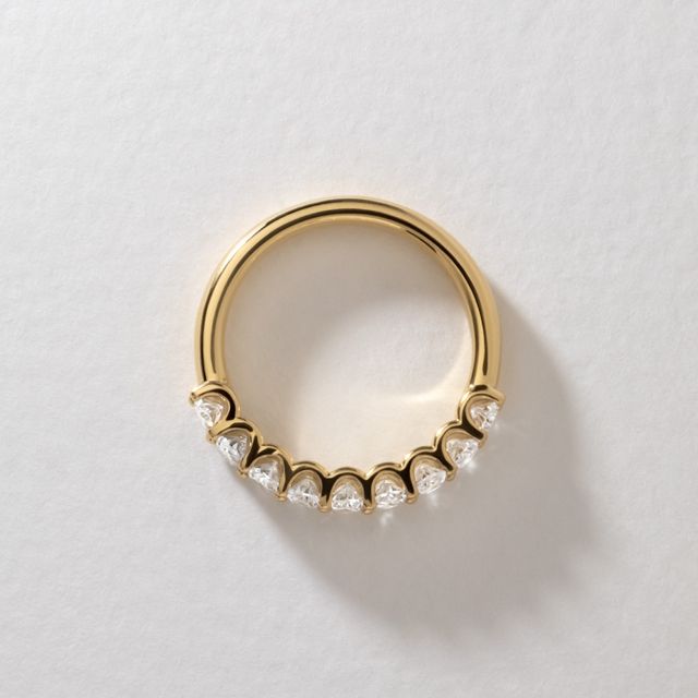Oval Diamond Half Eternity Ring In Yellow Gold
