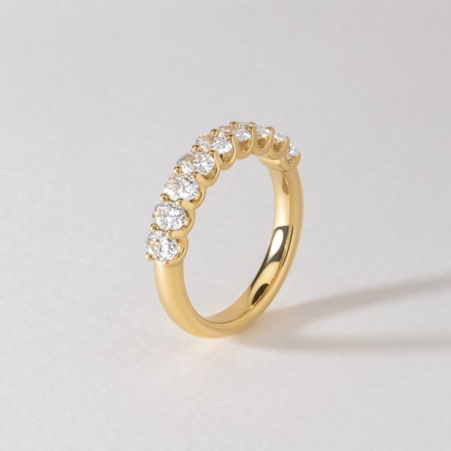 Oval Diamond Half Eternity Ring In Yellow Gold