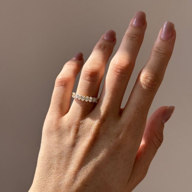 Oval Diamond Half Eternity Ring In Yellow Gold