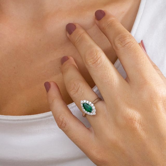Marquise Emerald Halo 0.88ct