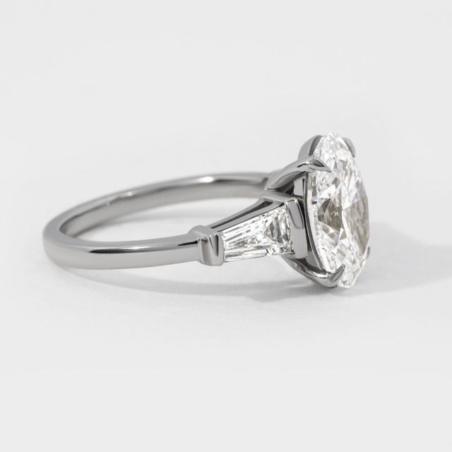 Lab Grown Diamond Oval Tapered Baguette Diamond Engagement Ring- 3.22ct