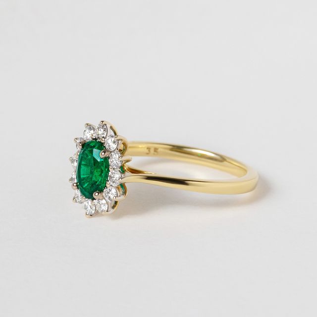 Oval Emerald Cluster Two Tone- 0.70ct