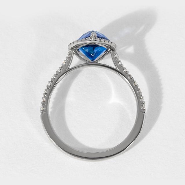 Sapphire Pear Halo Engagement Ring - 2.59ct