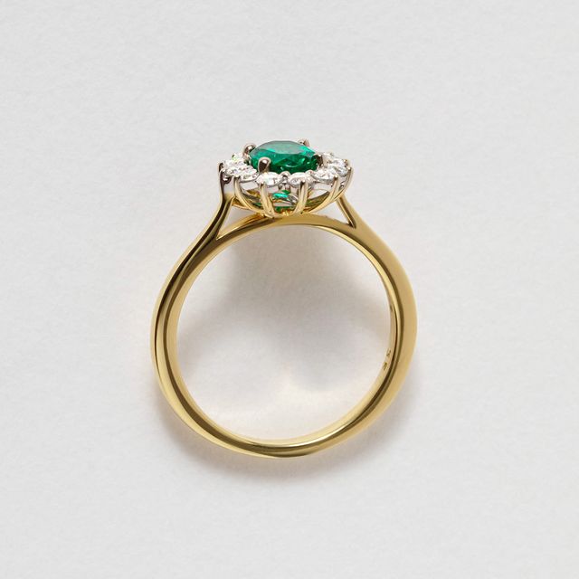Oval Emerald Cluster Two Tone- 0.70ct