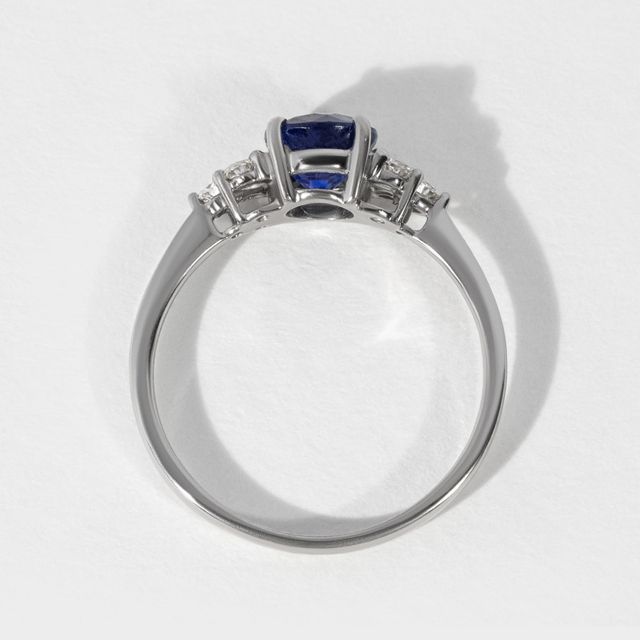 Round Sapphire Trilogy Engagement Ring