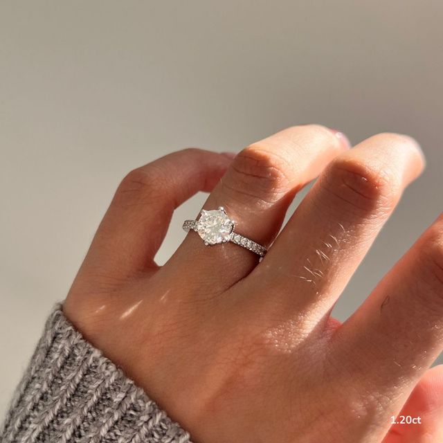 Zina Six Prong Platinum Dainty Engagement Ring