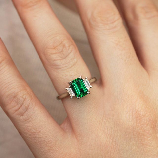 Zambian Emerald Engagement Ring 1.10ct