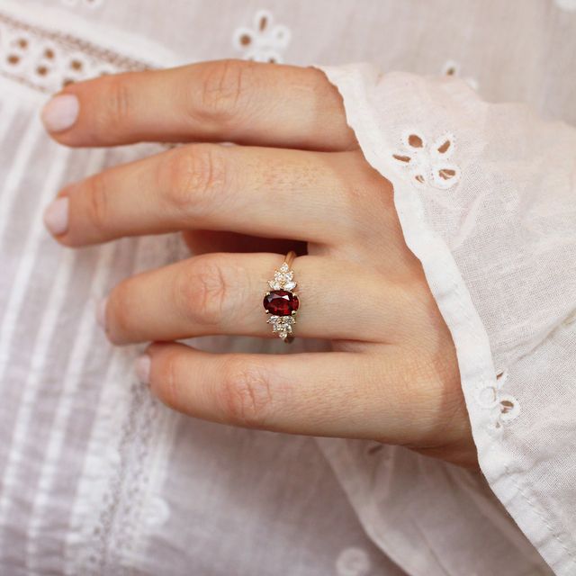 Oval Unheated Mozambique Ruby Engagement Ring- 1.10ct