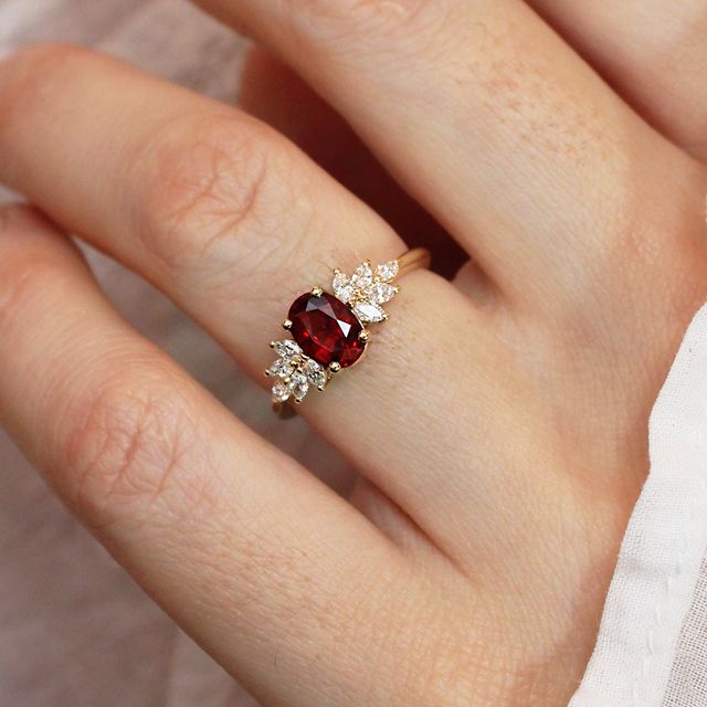 Oval Unheated Mozambique Ruby Engagement Ring- 1.10ct