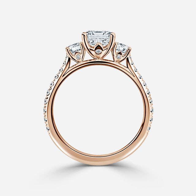 Crown Rose Gold Trilogy Engagement Ring