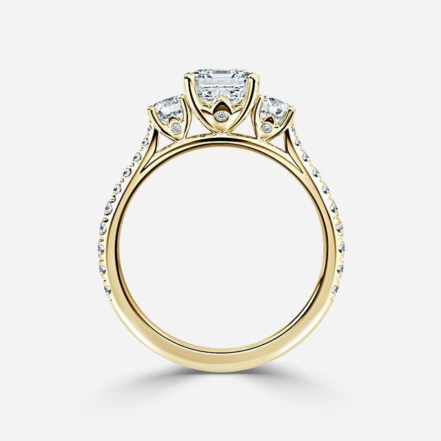 Crown Yellow Gold Trilogy Engagement Ring