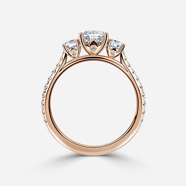Crown Rose Gold Trilogy Engagement Ring