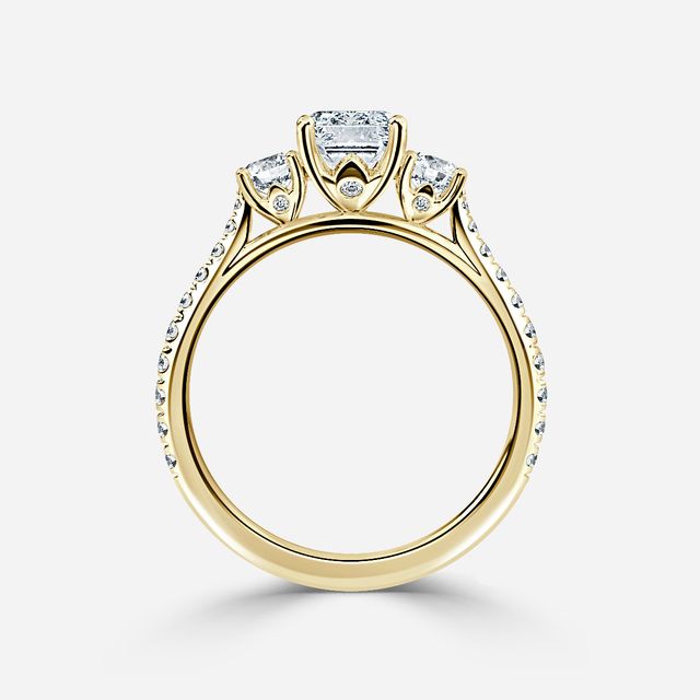 Crown Yellow Gold Trilogy Engagement Ring