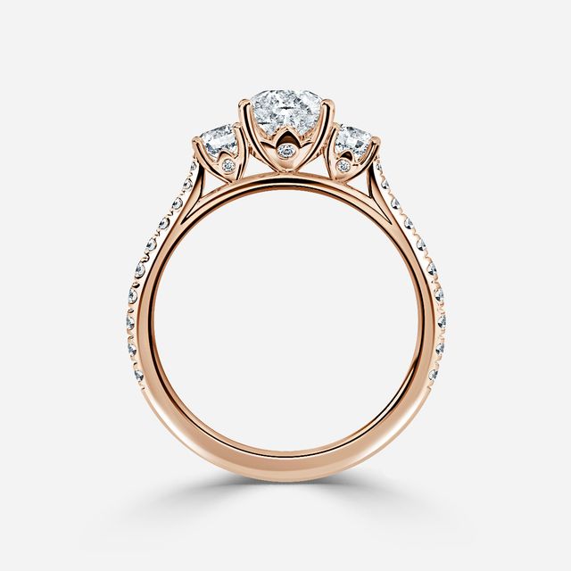 Crown Rose Gold Trilogy Engagement Ring