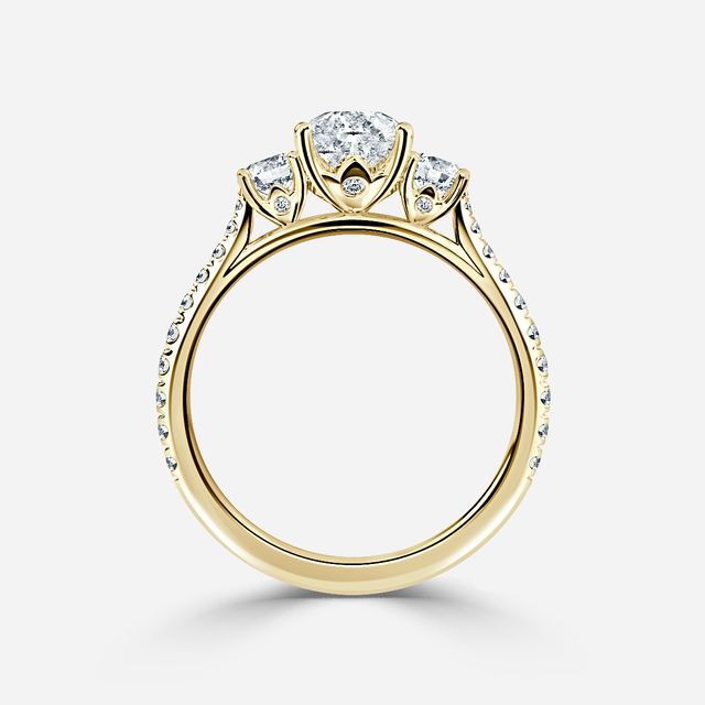 Crown Yellow Gold Trilogy Engagement Ring