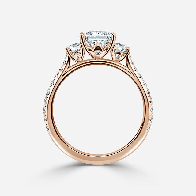 Crown Rose Gold Trilogy Engagement Ring