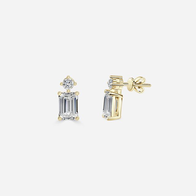 Drop Emerald Earrings Yellow Gold