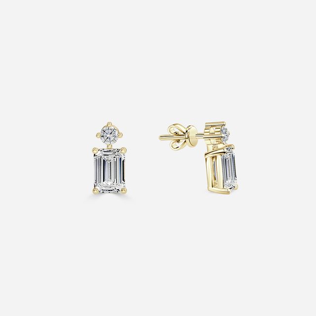 Drop Emerald Earrings Yellow Gold