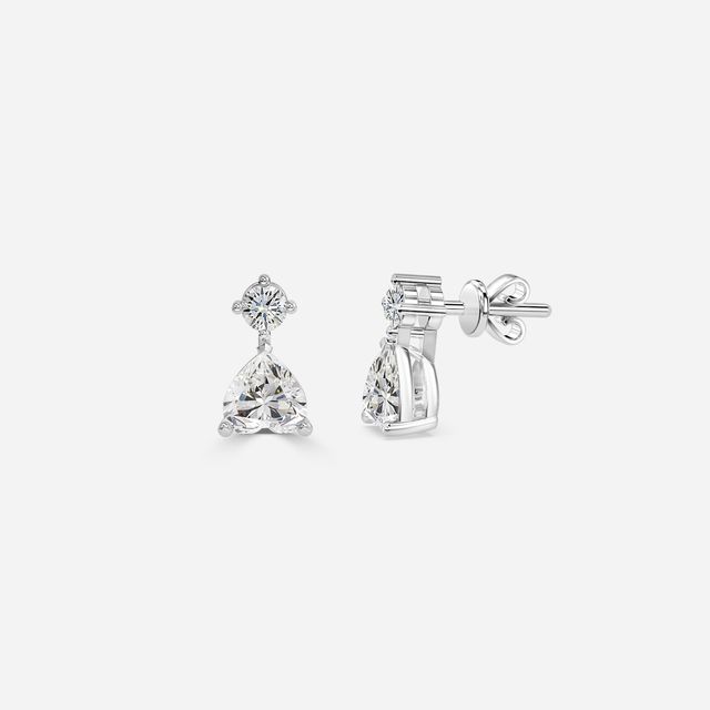 Drop Heart Diamond Earrings In White Gold
