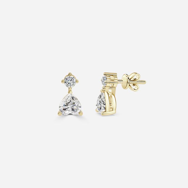 Drop Heart Diamond Earrings In Yellow Gold