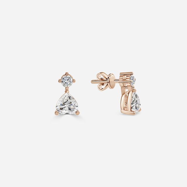 Drop Heart Earrings In Rose Gold